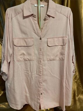Jane and Delancey Dusty Pink Button-Front Utility Blouse